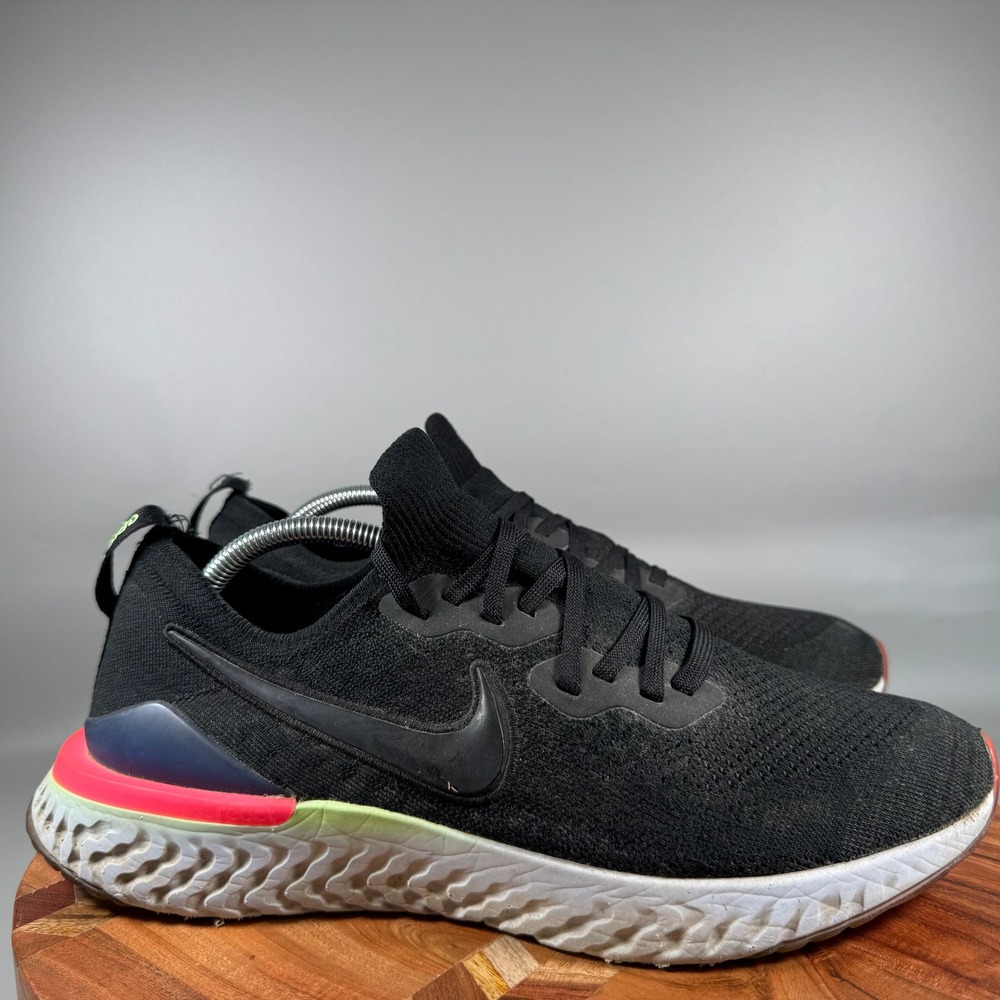 Nike Epic React Flyknit 2 Mens Running Shoes Black Pink Volt BQ8928-003 Size 12